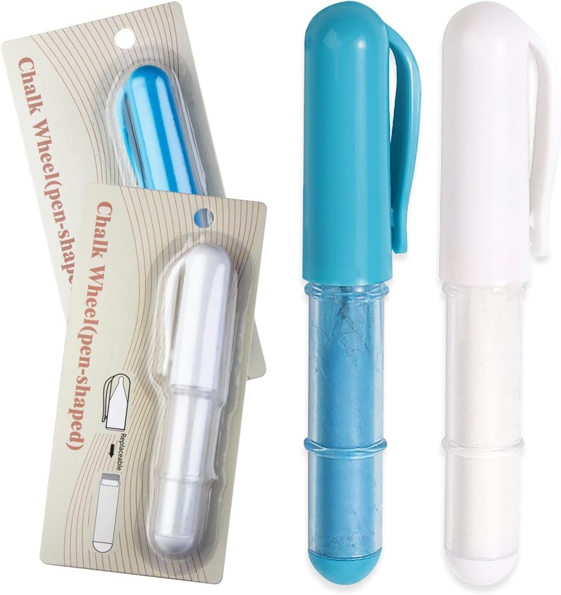 chaseroad 2PCS Sewing Chalk for Fabric, Wipeable and Washable Fabric Chalk for Sewing, Tailors Chalk for Fabric Etailed Marking on Fabrics, Cottons, Leathers - Blue, White - Image 1